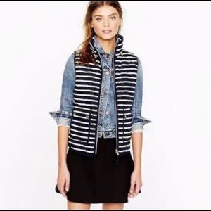 J.crew navy and white striped puffer vest